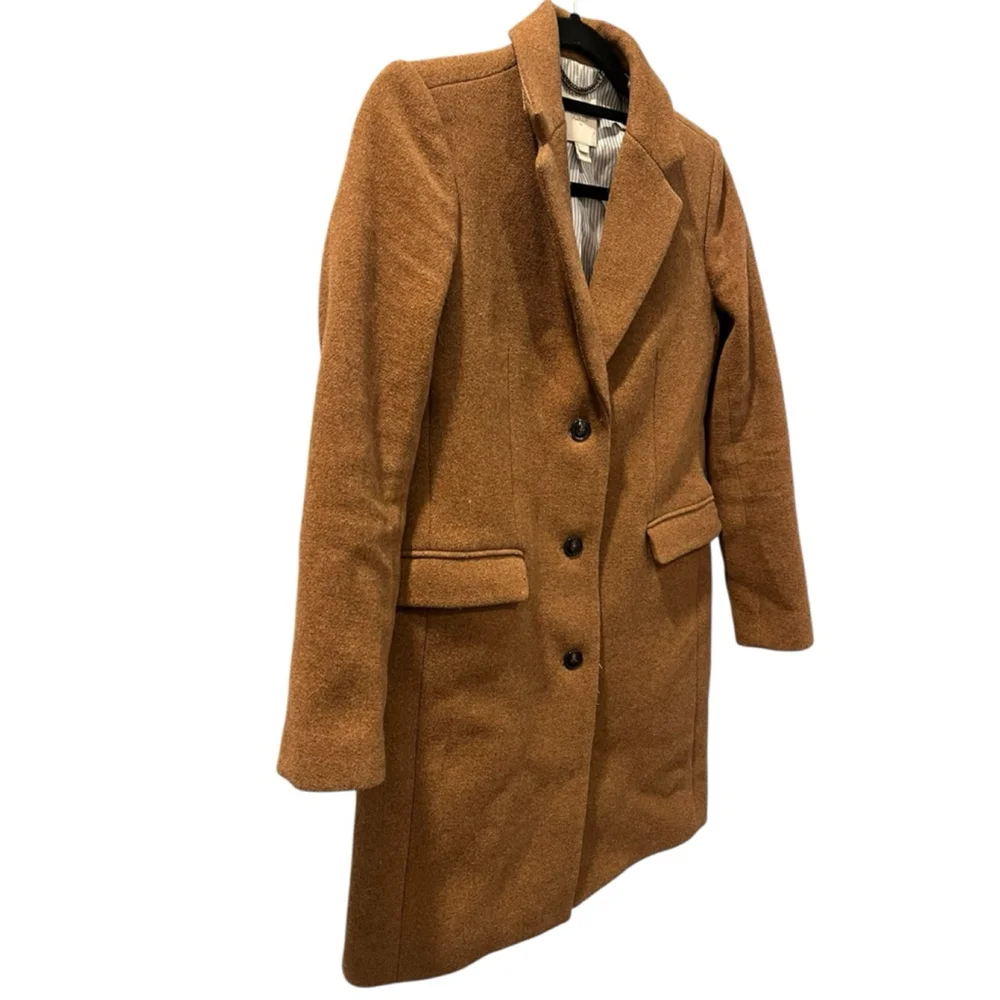 J. Crew Wool Size 0 Women's Single Breasted Top Coat Jacket Brown Long Sleeve - Picture 3 of 9
